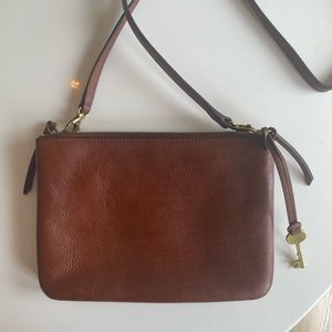 Fossil Devon Leather Crossbody Bag Brown
